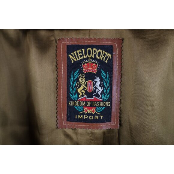 Vintage 60s 70s Streetwear Mens 44 Rabbit Fur Trim Leather Trench Coat Jacket - Picture 12 of 16